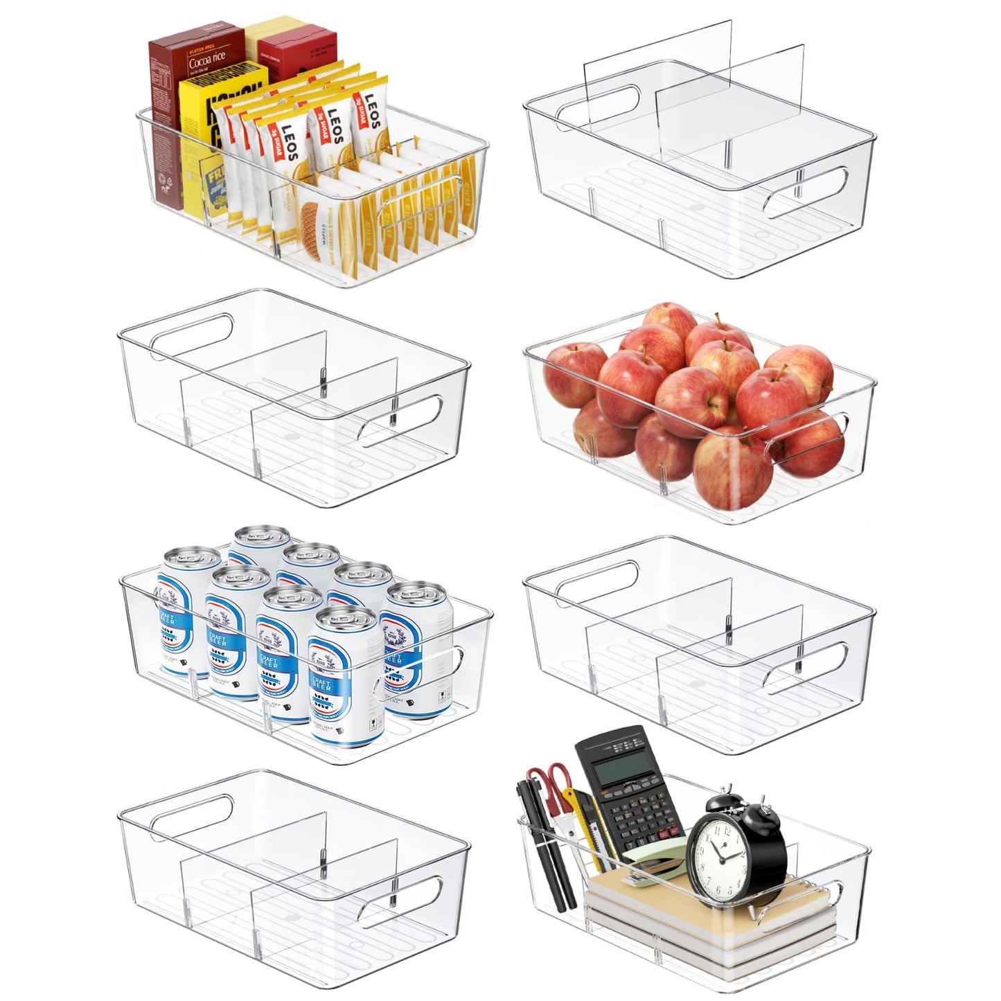 Mpotmiy 8-Pack Pantry Organizers and Storage, Clear Fridge Organizer Bins