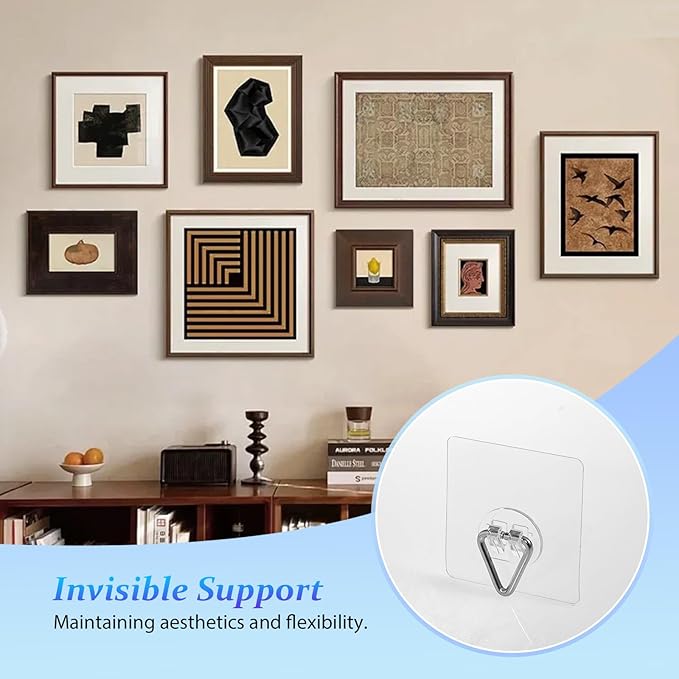 DIDUDIDU Wall Plate Hangers for Display - 20 Pack Invisible Adhesive Picture Hanger Holders for Wall - Ideal for Hanging Large Decorative Plates, Paintings, Artwork - 2.8 inch