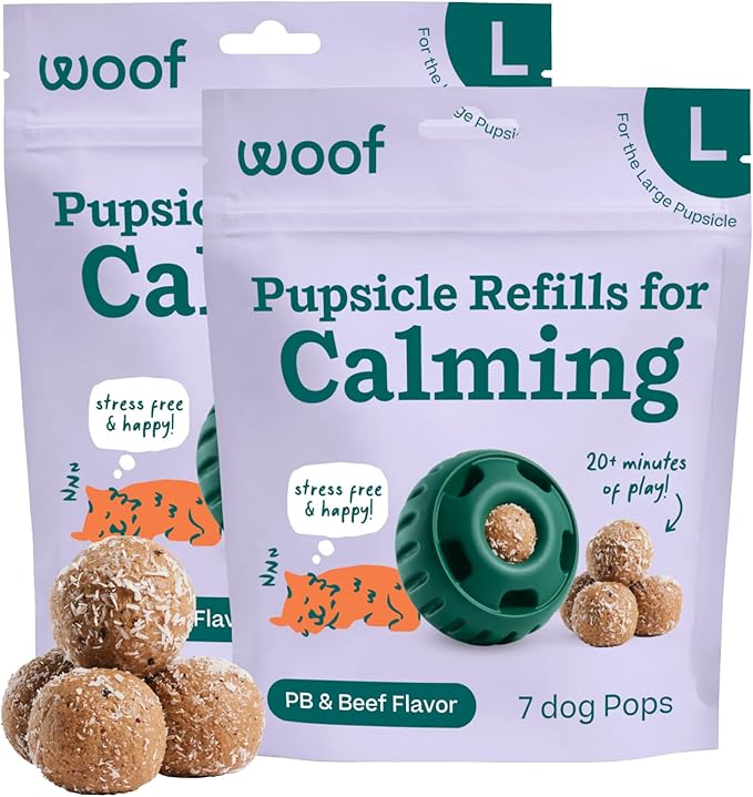 WOOF Pupsicle Refill Pops for Calming - Long-Lasting Refills for the Pupsicle Toy to Promote Calm - Calming Dog Treats - Magnesium for Dogs- Small Pops - 10 Count