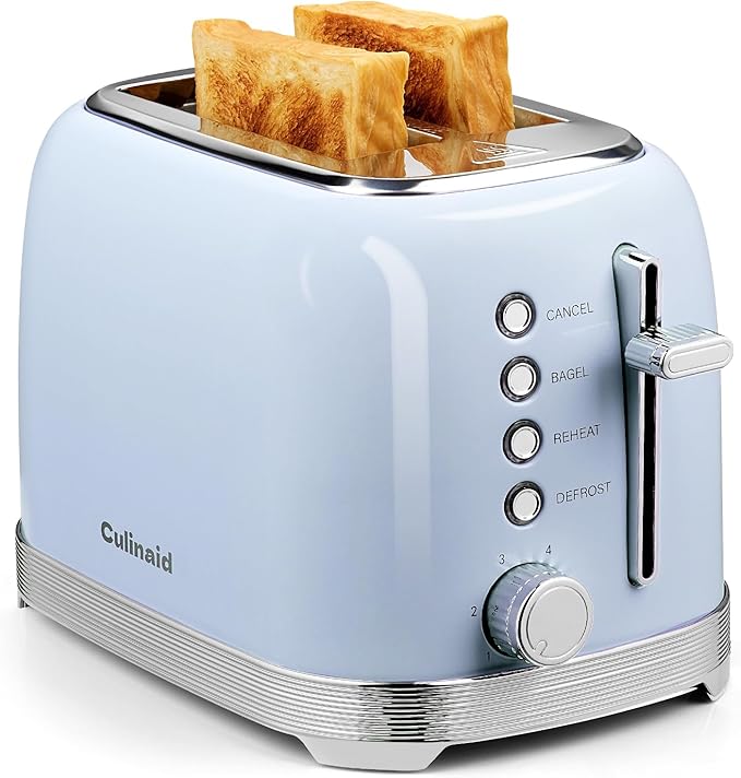 Culinaid Toaster 2 Slice Retro Stainless Steel, Blue
