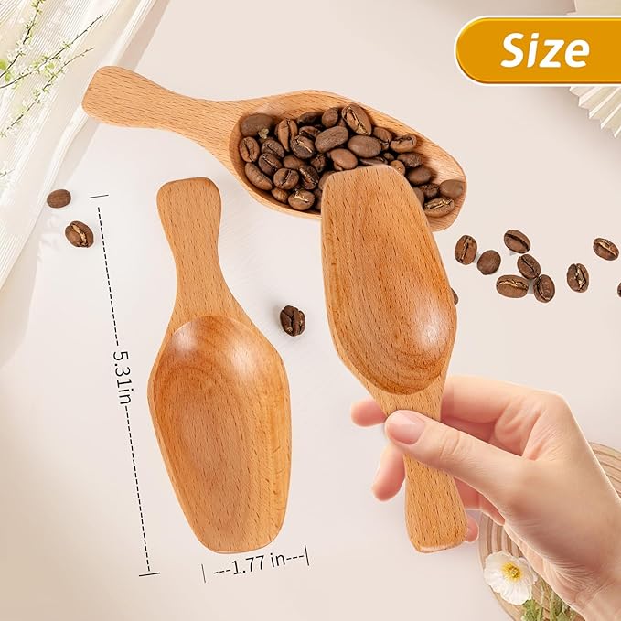 Wooden Coffee Scoop, Wooden Scoops for Jars, Wood Scoops for Canisters Ground Coffee Tea Sugar Flour Bath Salts Laundry Detergent