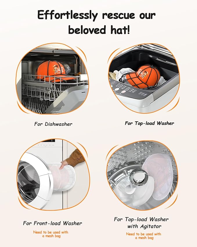 XQXA Hat Washers, 2-Pack Baseball Hat Cleaners Cap Washer, Fit for Adult/Kid's Hat Washer Frame Cage, Hat Protector Racks for Washing Machine, Black