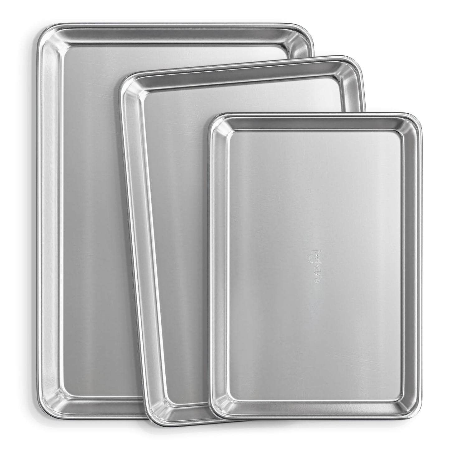 JoyTable Aluminum Baking Sheet Set, 2 Pack Half Sheet Pan, Commercial Quality Cookie Sheets for Baking or Roasting Non-Stick, 18 x 13 Inch Warp Resistant Aluminum Baking Pan
