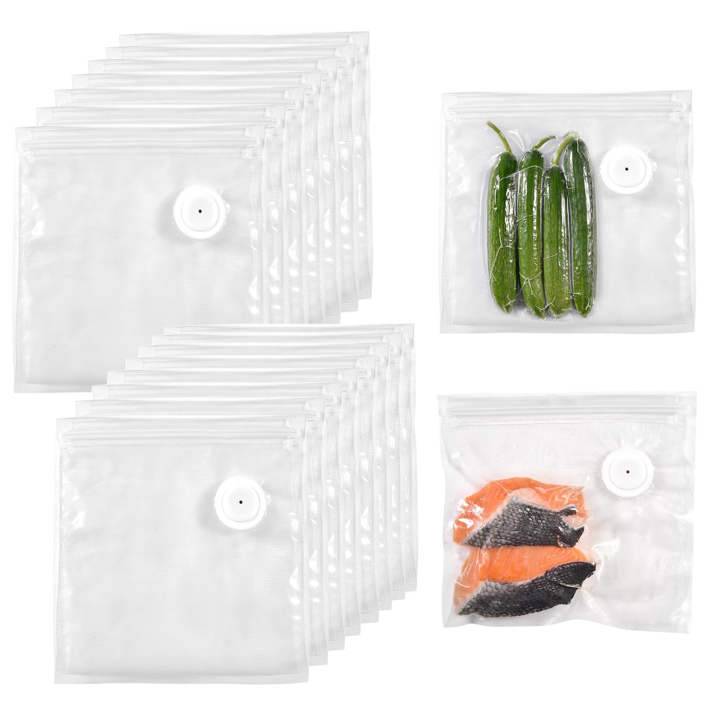 VENMATE Reusable Vacuum Sealer Bags, 15 Pack BPA-Free 10×11 Inch, Leak-Proof, Freezer Microwave Sous Vide Safe, ideal for storing snacks, spices, meat, fruits and vegetables