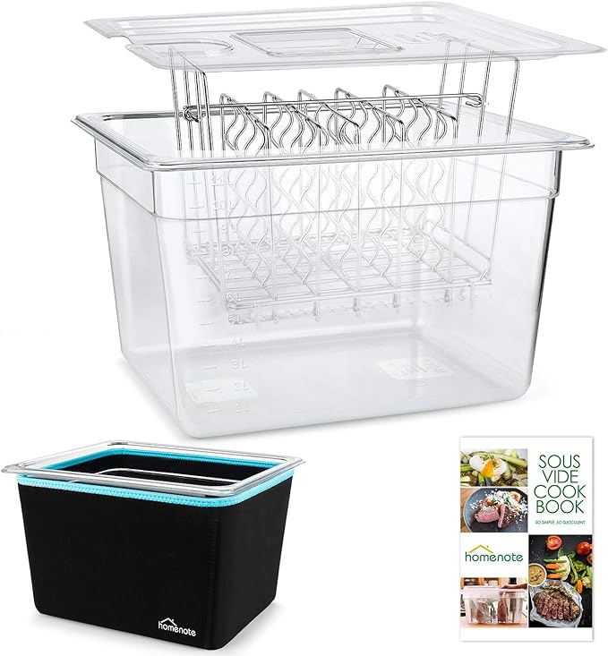HOMENOTE Large Sous Vide Container with Lid, 26 Qt Complete Accessories Kit