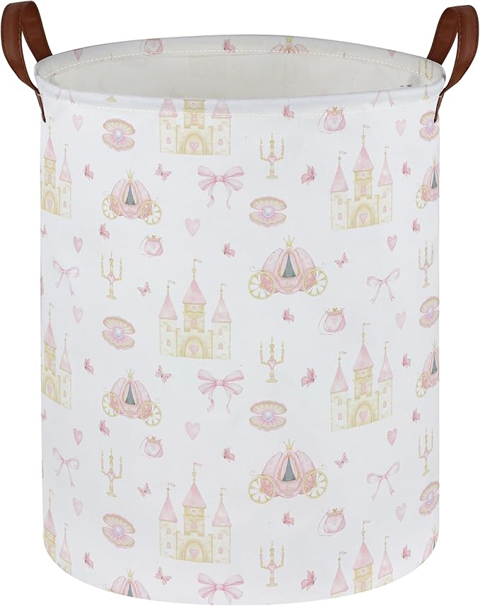 Kids Laundry Hamper Kids Dirty Clothes Hamper Collapsible Waterproof Toys Storage Bin Boys and Girls Hampers Princess Room Decor Gift Baskets(Cute Princess)
