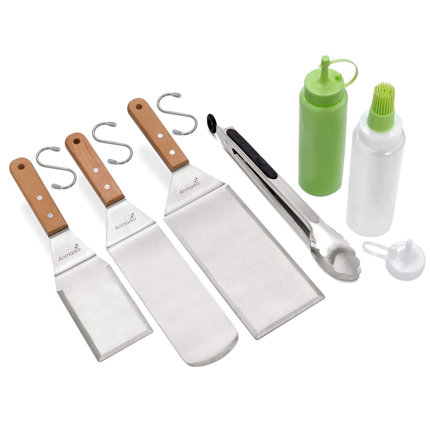 Metal Spatula Set Stainless Steel Hamburger Turner Griddle Flipper Scraper for BBQ Grill Flat Top