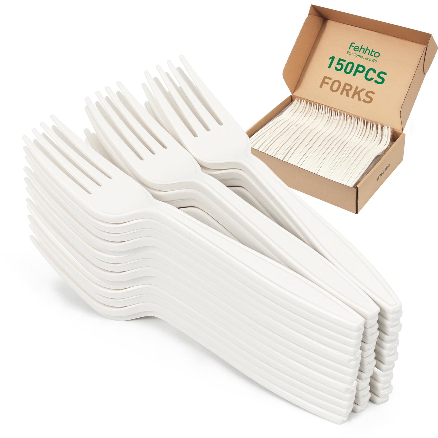 FEHHTO 150 pcs 100% Compostable Spoons, 7 Inch Disposable Cornstarch Spoons
