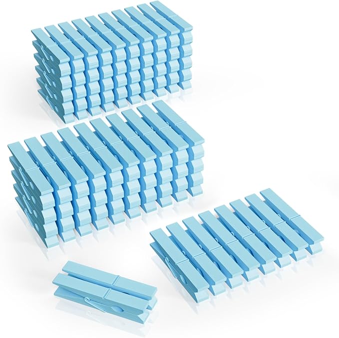 100Pcs Clothes Pins Wooden, 2.9 Inch Colored Clothespins for Crafts, Blue Colorful Clothespins for Hanging Clothes Picture Turquoise Blue