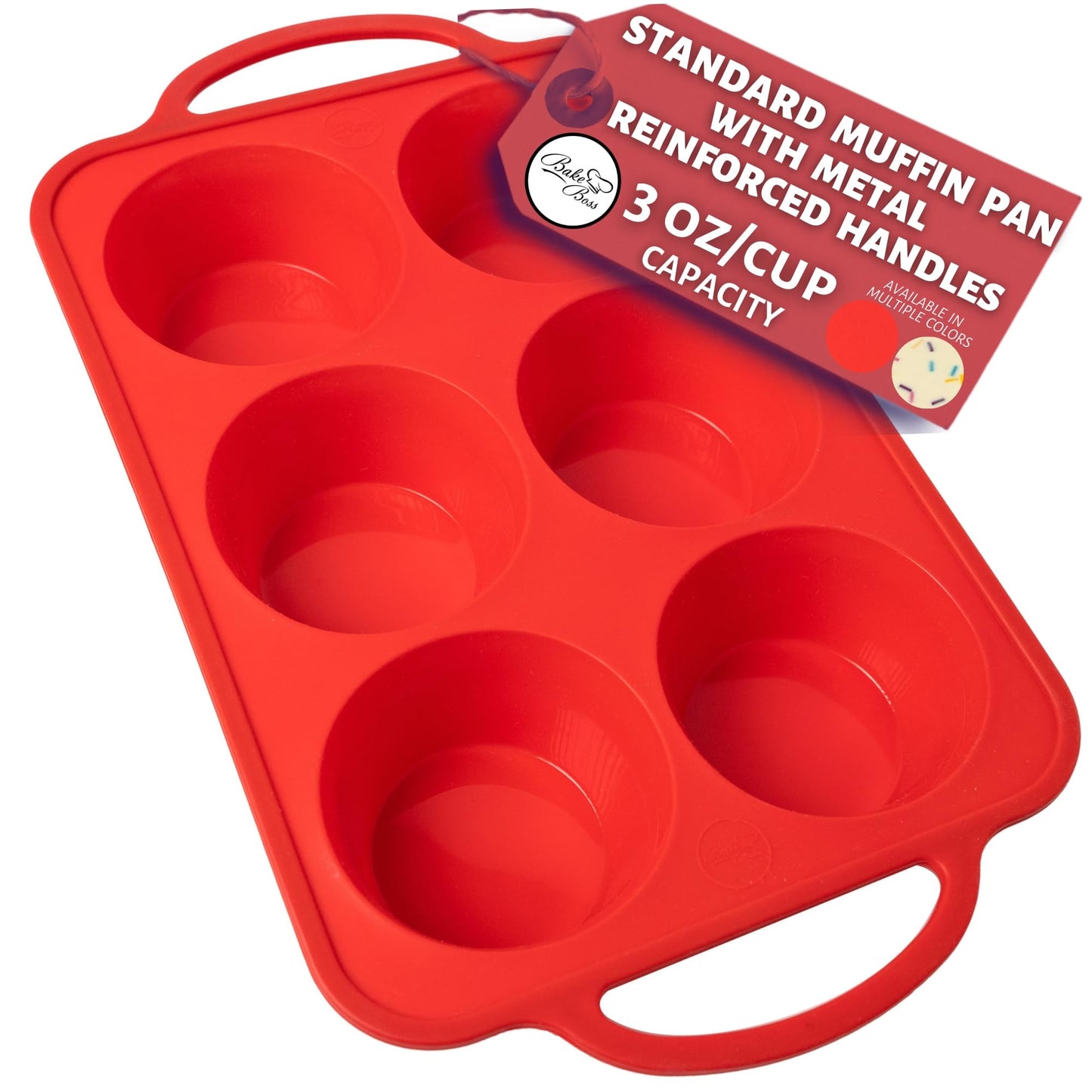 BAKE BOSS Silicone Muffin Pans, 2-Pack Regular 12 Cup, BPA-Free