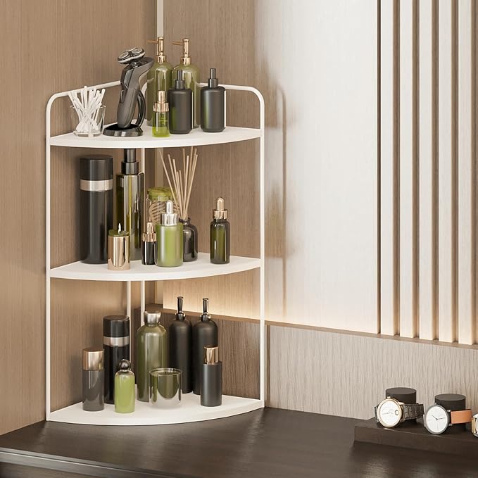 Bathroom Counter Organizer,Countertop Organizer,Vanity Organizers,Bathroom Storage,Bathroom Sink Caddy,Counter Shelf,Corner Counter,Corner Shelves(White)