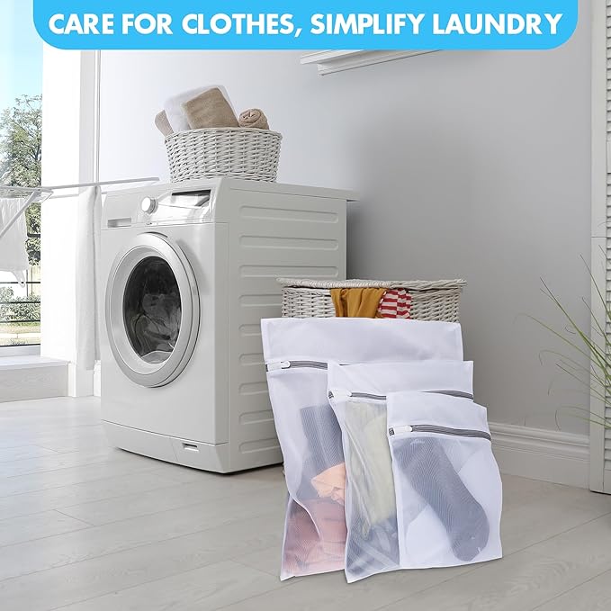 Mesh Laundry Bags for Delicates(Honeycomb), 3 Pcs Laundry Bags Mesh Wash Bags in 3 Sizes(1 Large, 1 Medium, 1 Small), Lingerie Bags for Washing Delicates, Garment Bag for Washing Machine