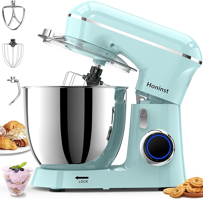 Honinst Stand Mixer, 6.5QT 10-Speed Tilt-Head 3-IN-1 Electric Food Mixer