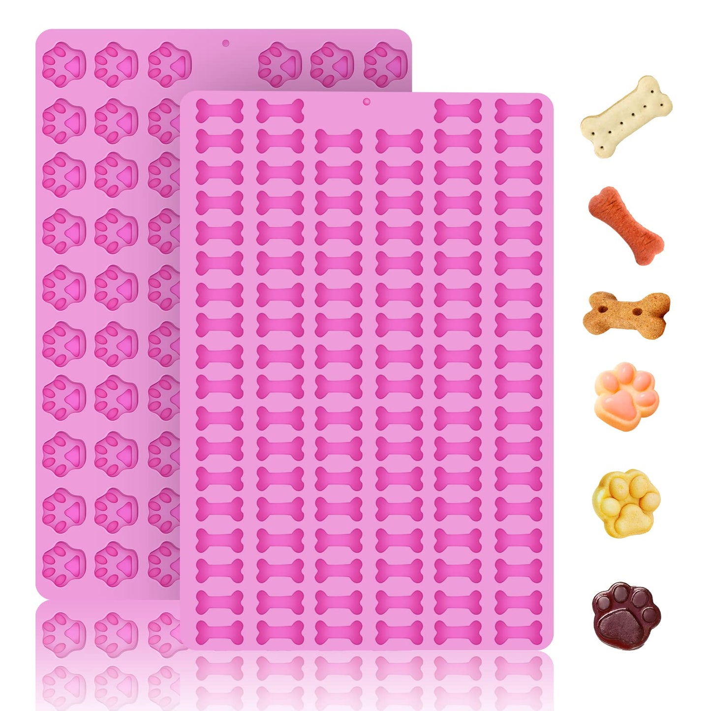 2 PCS Animal Silicone Molds, 104 Cavity Frog, Lizard, Snails Shaped Mini Silicone Molds for Baking Biscuits, Cookie,Candy, Chocolate, Jelly,Ice Cube,Pet Dog Treats Mold