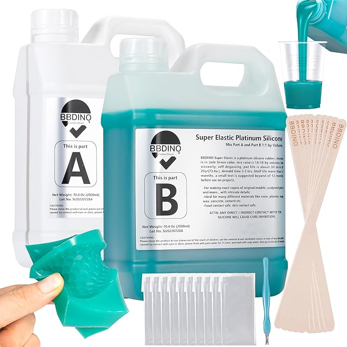BBDINO Super Elastic Silicone Mold Making Kit 8A Clear 1 Gallon 8.8 lbs