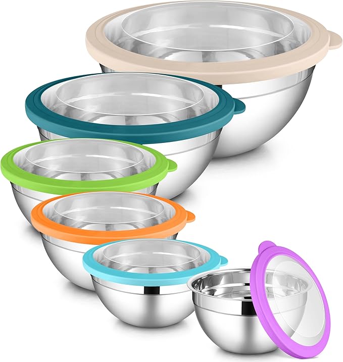 LIANYU Stainless Steel Mixing Bowls Set, Large 7, 3.5, 2.5, 2, 1.5, 1QT