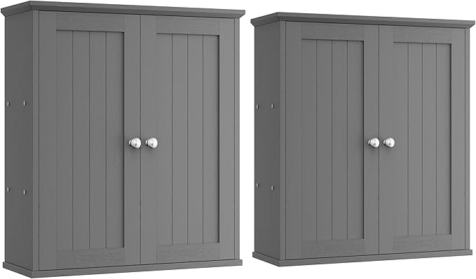 Shintenchi Bathroom Wall Medicine Cabinet with 2 Door, Bathroom Storage Organizer Over The Toilet,Space Saving Storage with 3-Tier Shelves,Gray