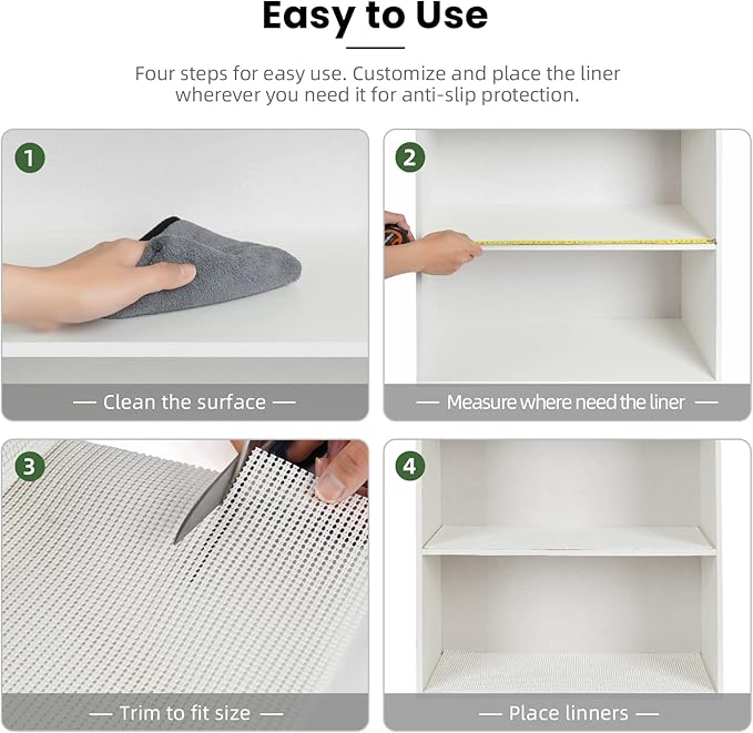 BAGAIL Drawer and Shelf Liner, 17.5 in X 20 Ft Non-Adhesive Shelf Liners for Kitchen Cabinets, Thick Strong Grip Liners for Desk, Shelves, Bathroom Drawers, Cabinet Protection - White
