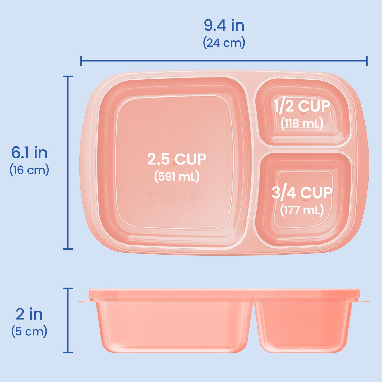Bentgo Easyboxes Stackable 3-Compartment Bento Lunch Boxes, Set of 4
