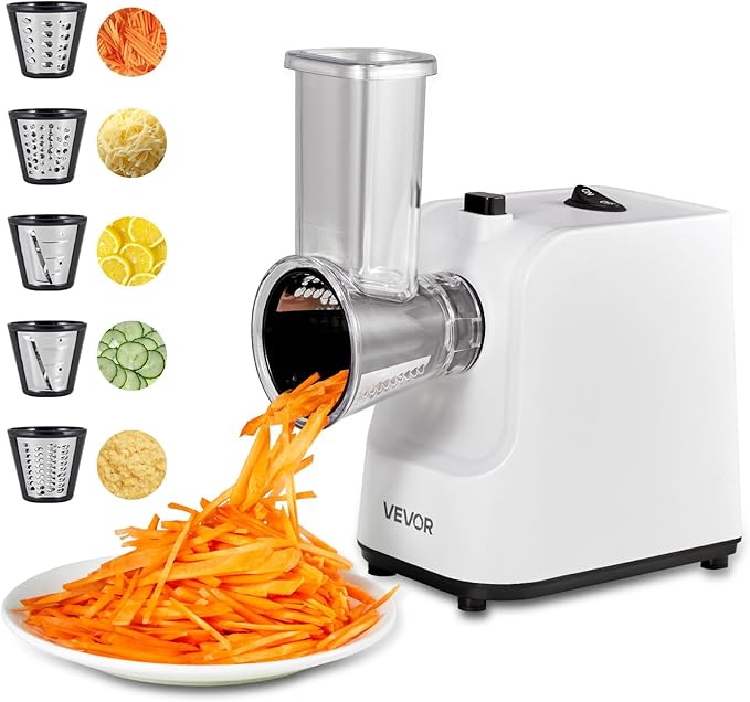 VEVOR Electric Vegetable Slicer, 0-0.5"/0-12mm Thickness Adjustable Commercial Slicer Machine, Convertible to Manual, Stainless Steel Food Cutter Slicing Machine, for Potato, Lemon, Tomato, Apple