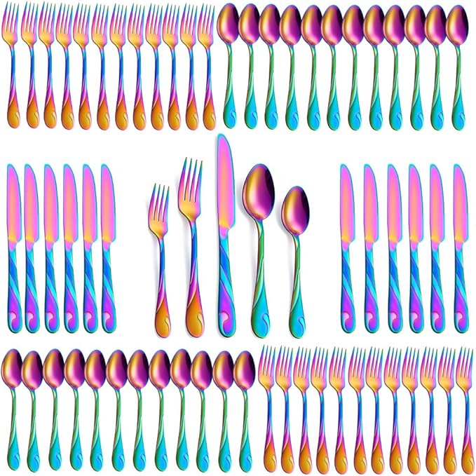 Seeshine Gold Stainless Steel Flatware Set for 8, 40-Piece Silverware Set