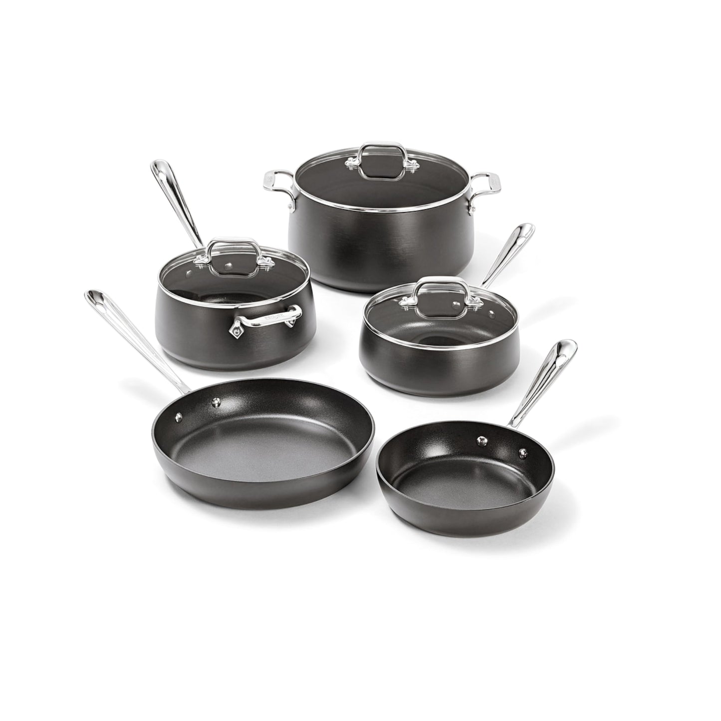 All-Clad HA1 Hard Anodized Nonstick Cookware Set 13 Piece Induction Oven Broiler Safe 500F, Lid Safe 350F Pots and Pans Black