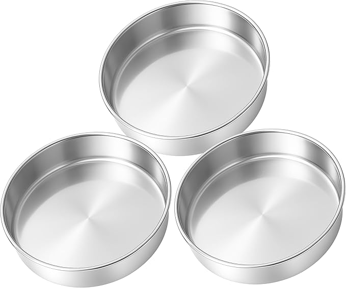 Leonyo Stainless Steel Round 8 Inch Cake Pans For Baking, 2 Pack