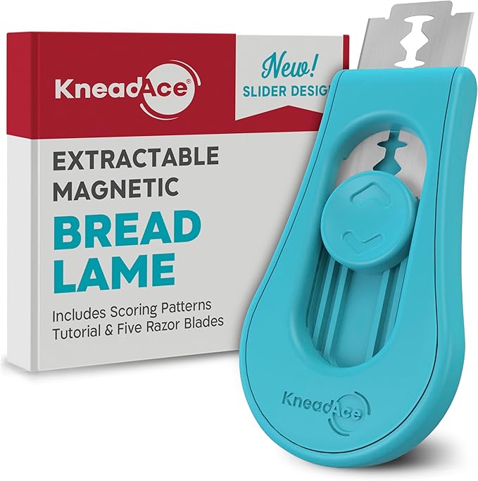 KNEADACE Upgraded Magnetic Bread Lame, Professional Dough Scoring Tool with Extractable Blade, Sourdough Bread Tool for Baking, Includes Scoring Pattern Booklet & 5 Replaceable Razor Blades
