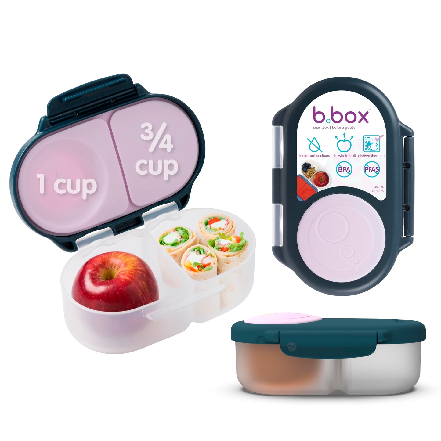 b.box Snack Box 2-Pack, Snack Containers for Kids, 1.75 Cup Kids Lunch Box
