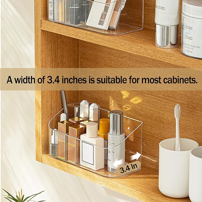 MORNITE Bathroom Counter Shelf Vanity Trays, Makeup Organizer Tray with 9 Compartments, Trays Holders for Medicine Bathroom Cabinet, Clear