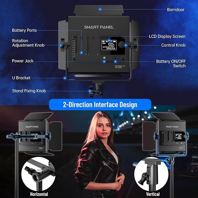 Mettlelite 2 Pack SPL210B Bi Color LED Video Light Kit