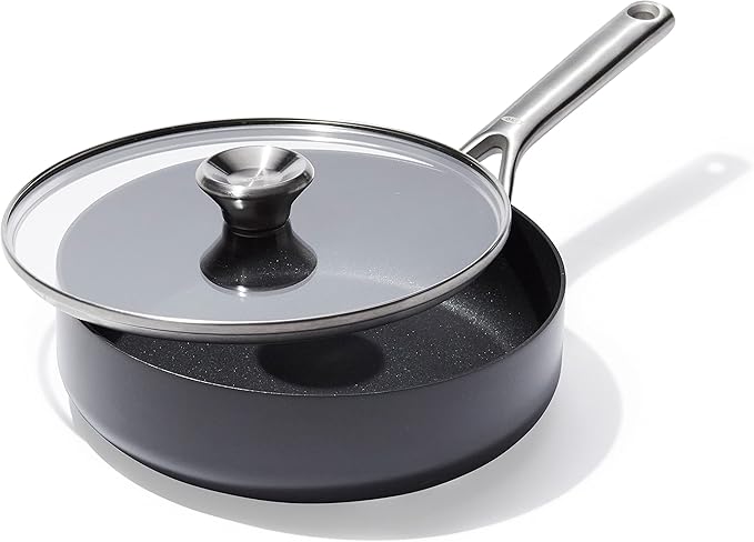 OXO Professional 5QT Stock Pot with Lid, Hard Anodized Ceramic Nonstick Cookware PFAS-Free, Stainless Steel Handles, Induction Suitable, Diamond Reinforced Coating, Dishwasher and Oven Safe, Black