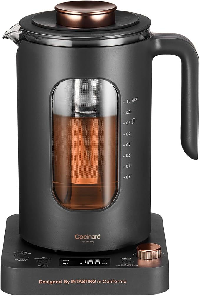 INTASTING Electric Tea Kettle with Infuser, ±1℉ Temperature Control, 1L