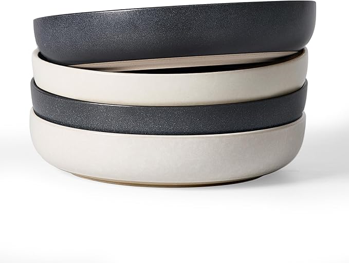 famiware Milkyway 33 oz Pasta Bowls Set of 4, Dark Gray