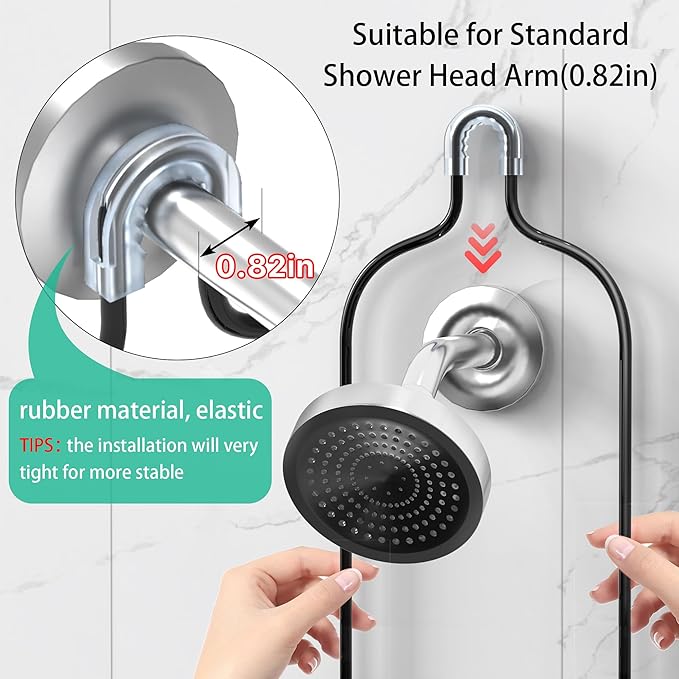 Bathroom Shower Caddy Hanging - 3-Tier Organizer with Soap Holder & 6 Hooks for Towels, Sponge; Fits 21mm Shower Head Arm, Black