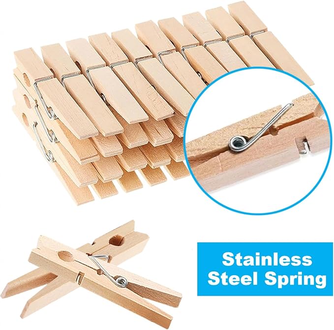 SenseYo 100 Pcs 2.9 Inch Wooden Clothespins Clips for Hanging Clothes, Craft, Home
