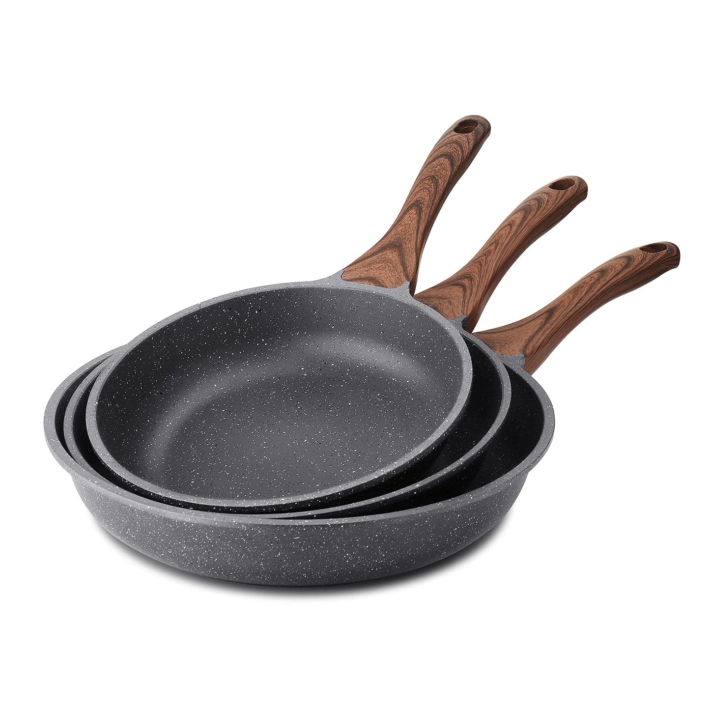 SENSARTE Ceramic Nonstick Frying Pan Skillets, White (8+11Inch with Lid)