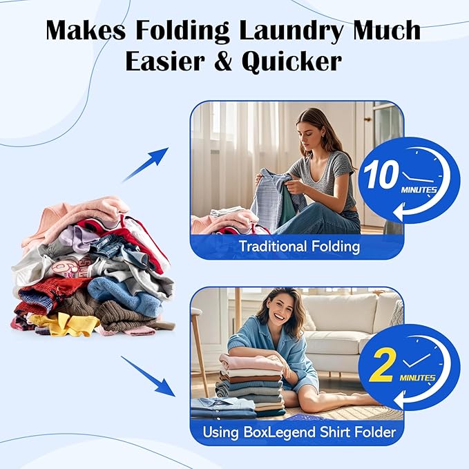 Geniusidea Shirt Folder Board for Closet Organization, Clothes Folding Board to Make Clothes Tidy, Laundry Folding Board Liner Sorter, Blue