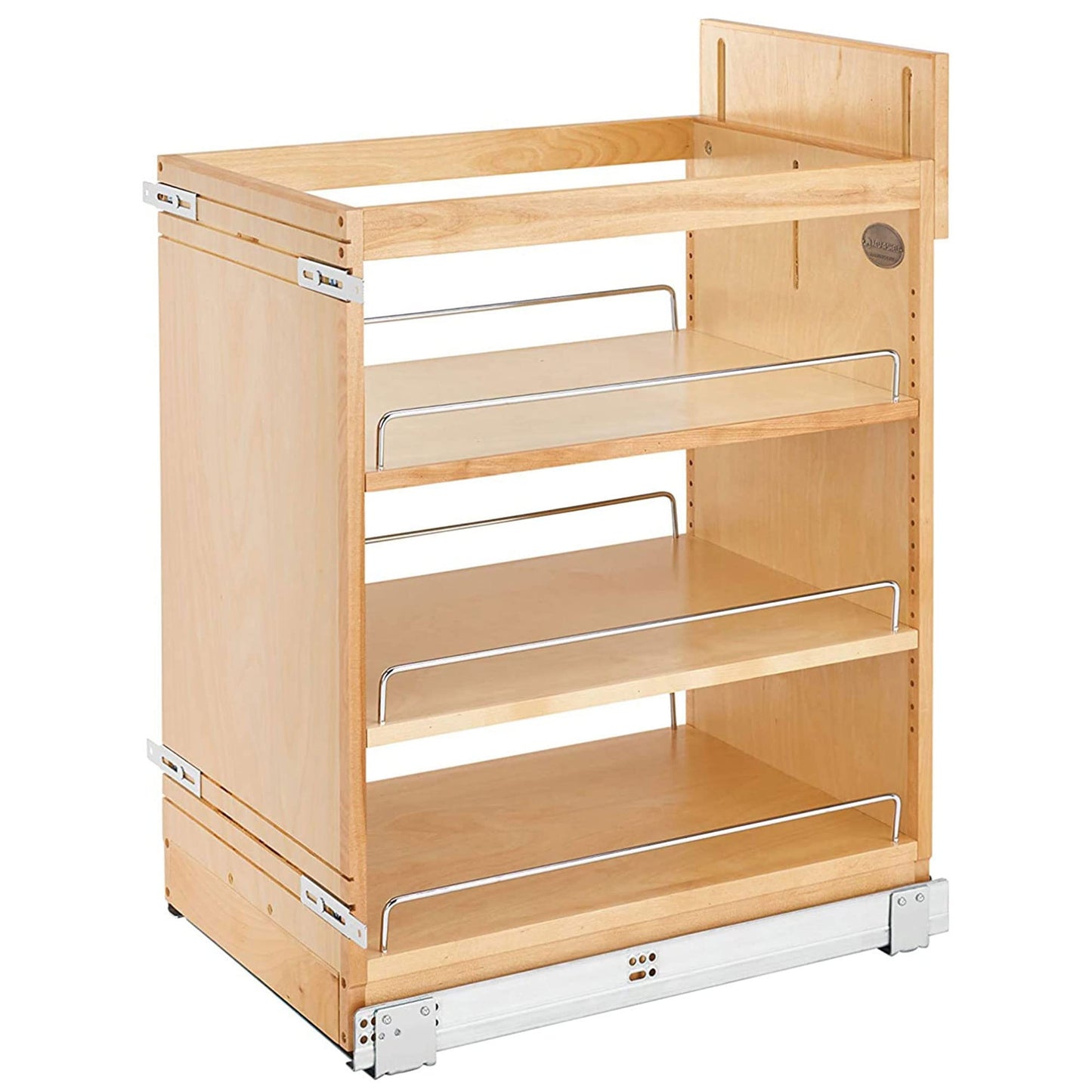 Rev-A-Shelf Maple Pullout Organizer w/Blum Soft-Close for Frameless Full-Height Base Cabinets, Full Extension Slides & Adjustable Shelves, Min Opening Width of 7.5", 448-BCSC-6C