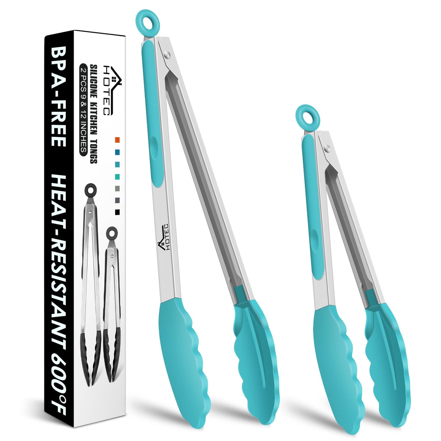 HOTEC Premium Stainless Steel Locking Kitchen Tongs with Silicon Tips, Set of 3-7", 9" and 12" (Purple)