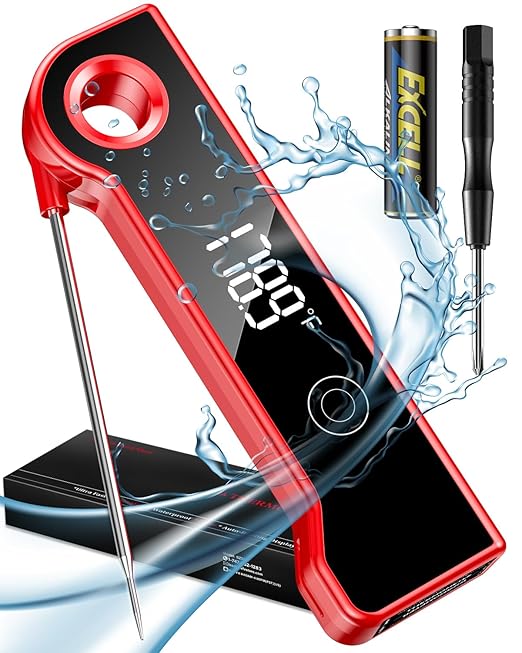 2026 Meat Thermometer Digital, ±0.5°F Accuracy Instant Read Thermometer180° Rotating Display, Calibratable and Auto Off, IP67 Waterproof Food Thermometer for Cooking,Grill,Oil Deep Fry, Brewing,Candy