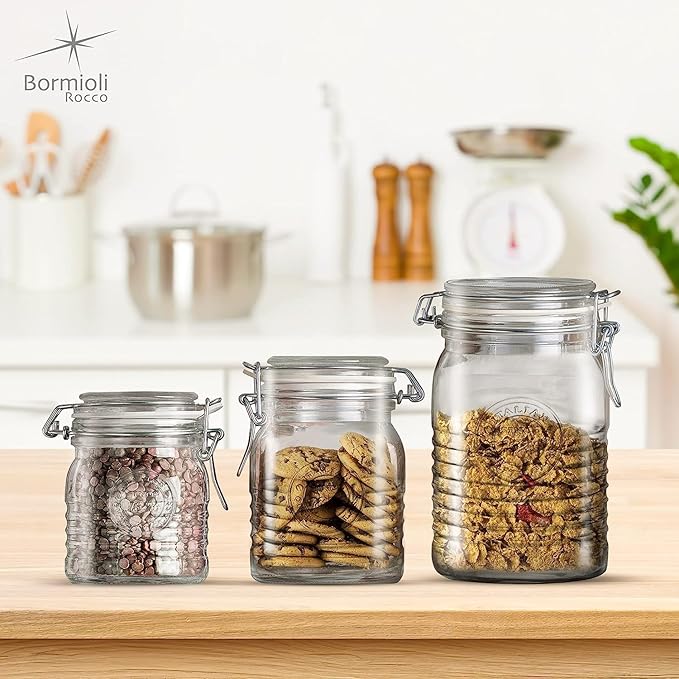 Bormioli Rocco Officina 1825 Jar with Swing Top - Clear, Set of 3