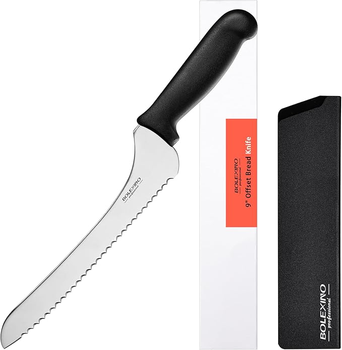 BOLEXINO 9 Inch Serrated Bread Knife, White Multi-Purpose Kitchen Tool