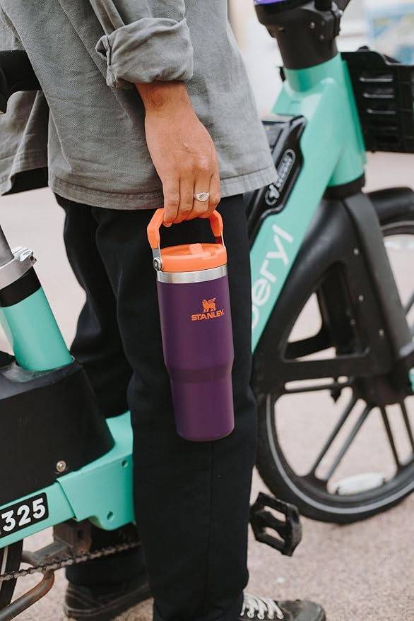 STANLEY IceFlow 2.0 Flip Straw Tumbler with Handle 40 oz | Twist On Lid and Flip Up Straw | Leakproof Water Bottle | Insulated Stainless Steel | BPA-Free | Chalk
