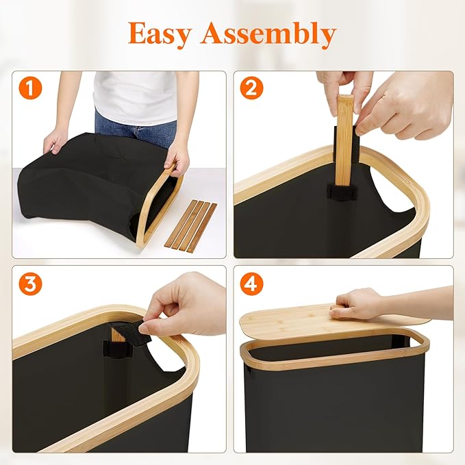 Lifewit Toilet Paper Storage Holder for 12 to 16 Rolls, Free Standing Toilet Paper Basket Stand with Bamboo Lid, Collapsible Fabric Bathroom Organizer Box for Mega Rolls, 30L, Extra Large, Black