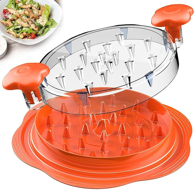 Chicken Shredder Tool Twist Large Meat Shredder with Brush&Fork, Brown