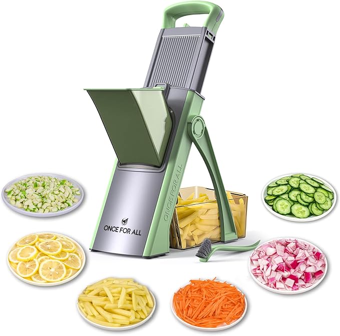 ONCE FOR ALL Upgrade Safe Mandoline Slicer Plus, Adjustable Vegetable Slicer DarkGray