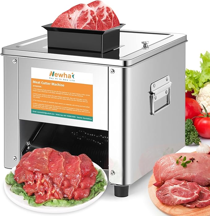 Newhai 850W Meat Cutter Machine, 5mm Electric Slicer Shredder 110V