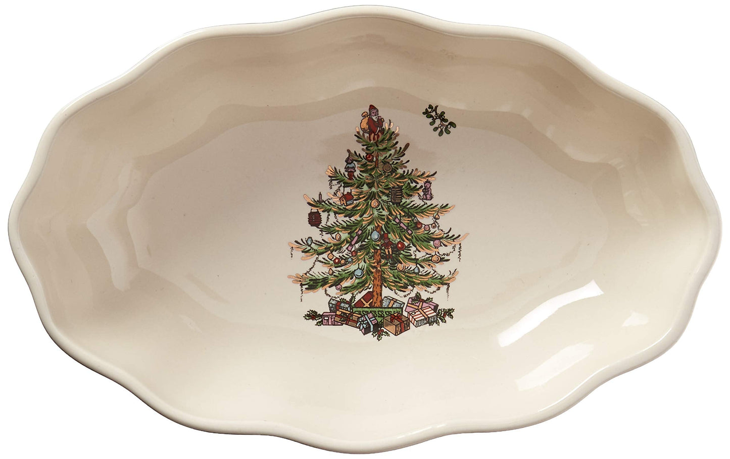 Spode Christmas Tree Gold Cranberry Dish & Server - Set of 2