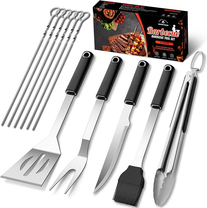 11 Pcs Grill Tools Set,BBQ ＆ Grilling Accessories Outdoor Barbecue Utensils
